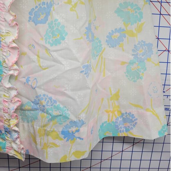 Lougers Vintage Bright Pink Blue‎ Ruffle Front Cottagecore House Dress - Picture 7 of 12